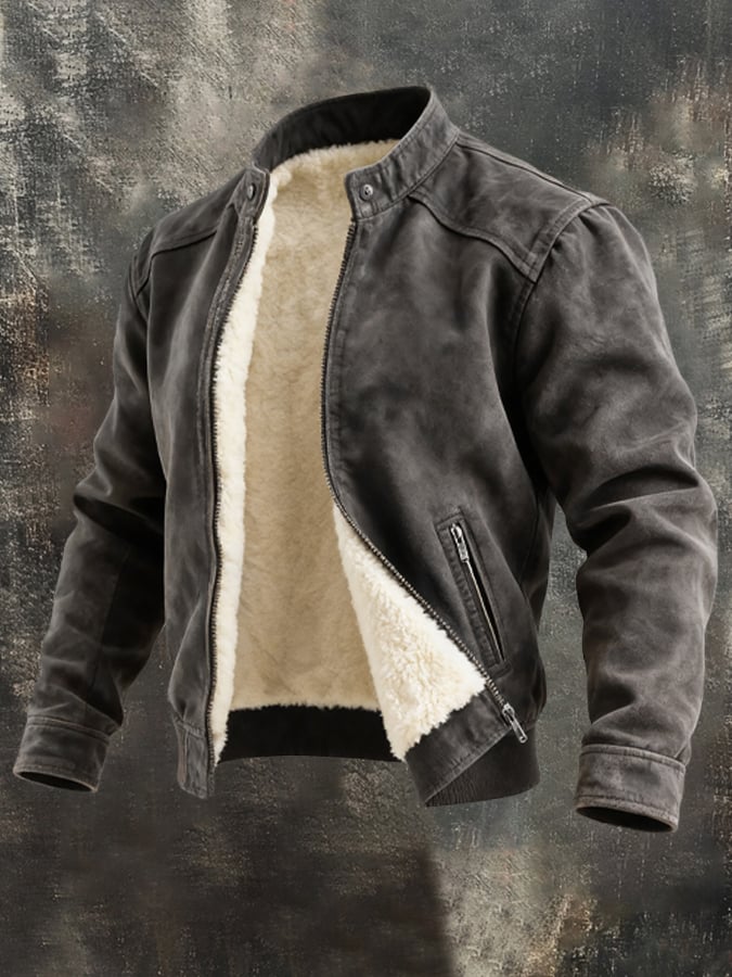 Bo - Læder Herrejakke med Faux Foer