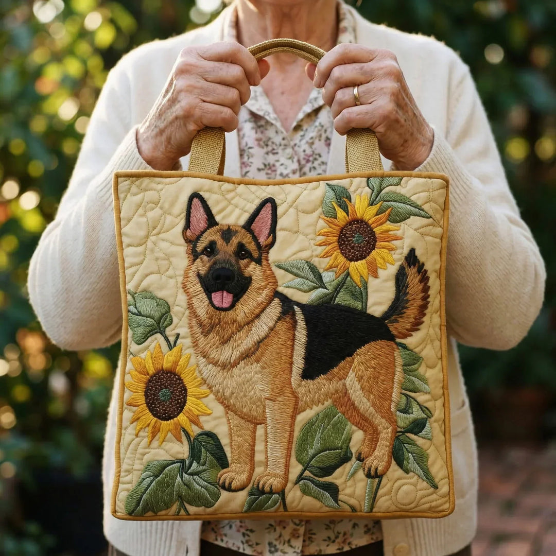 Håndtaske Taske - Floral Tysk Hyrdehund Design