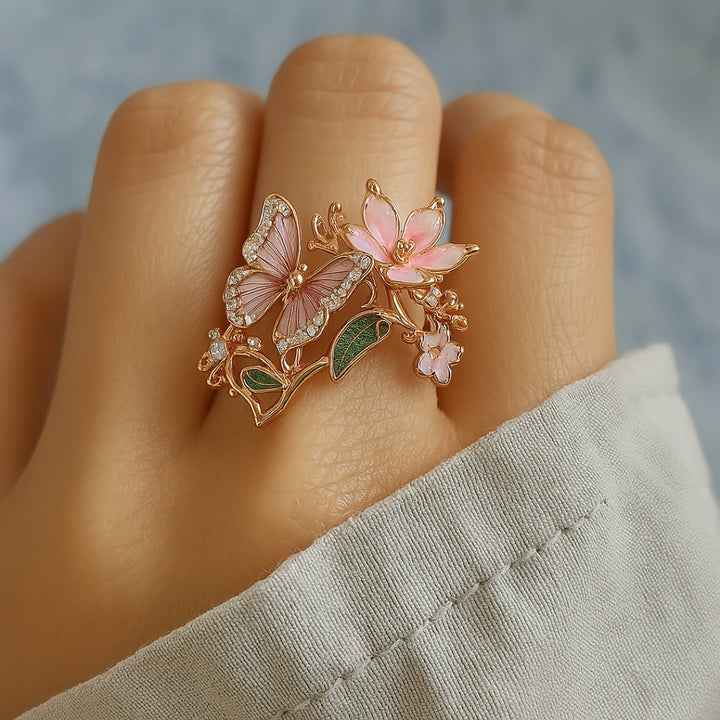 Naturlig Lysende Sommerfugl Zirconia Ring