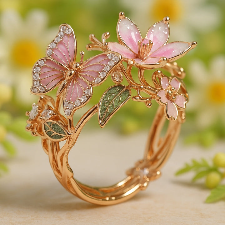 Naturlig Lysende Sommerfugl Zirconia Ring