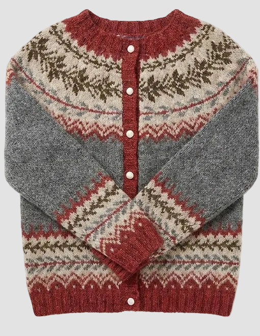 Nelia | Strikket Jakke med Vinterdesign