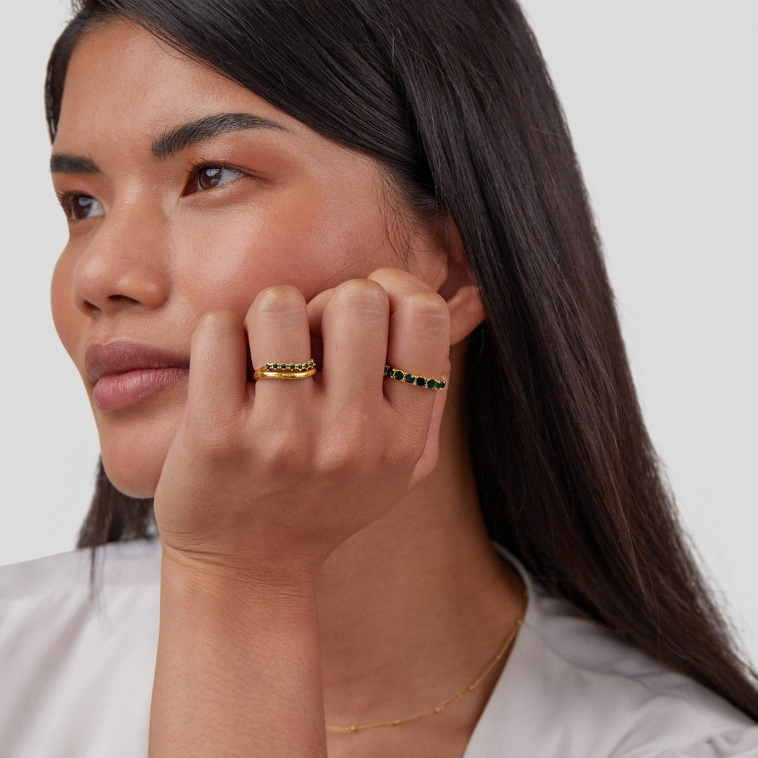 Lagdelt Ring i Smaragdgrøn