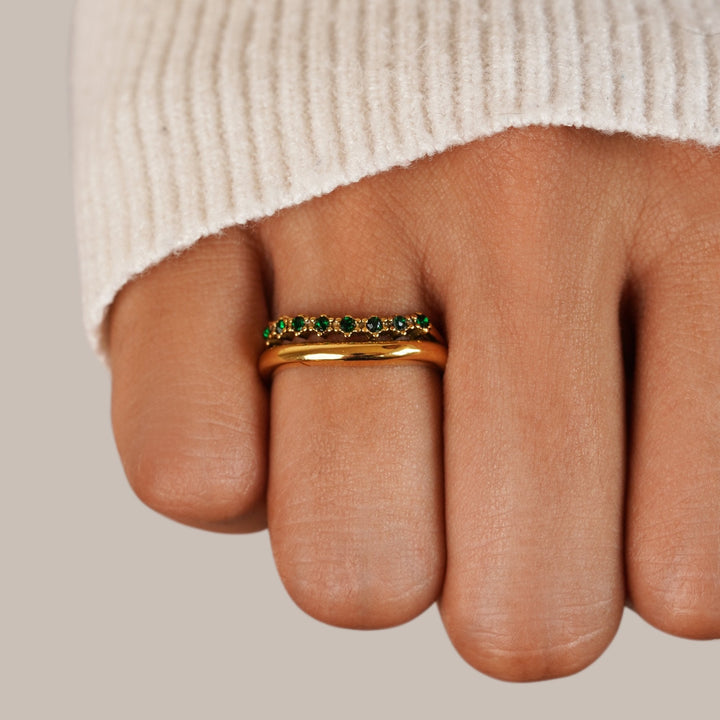 Lagdelt Ring i Smaragdgrøn